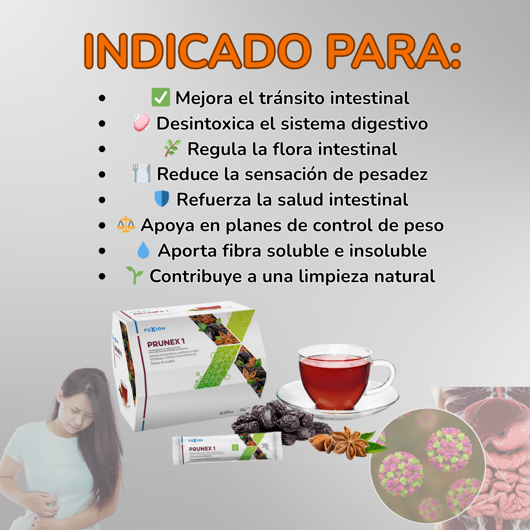 PRUNEX 1 DE FUXION – Apoya la limpieza natural y el equilibrio del sistema digestivo